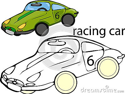 Coloring pages for kids .Transport.Racing car.Classic. Vector Illustration